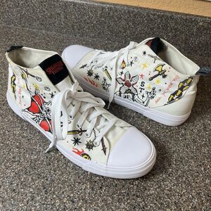 Akedo x Stranger Things Hellfire Club White Mid Top Sneaker Men US 12 EU 45 Shoe